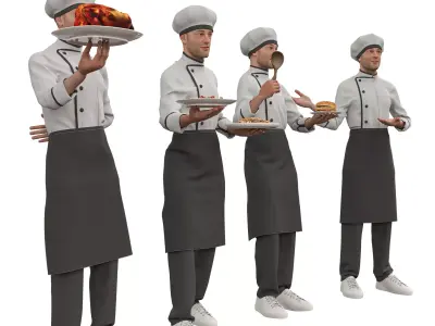 Male Chef Character  Low-poly 3D model