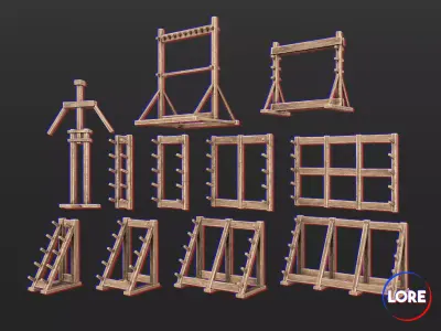 Medieval Decoration Weapon and Armor Stands Low-poly 3D model