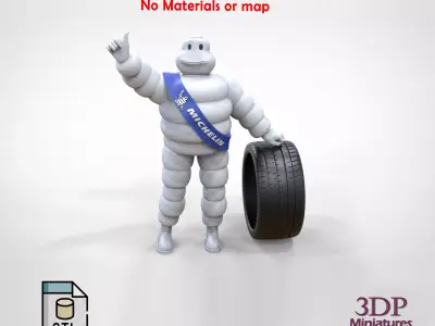 Michelin man with his tire 3D print model