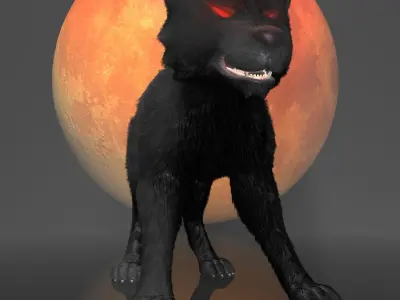 Dark Wolf RIGGED Low-poly 3D model