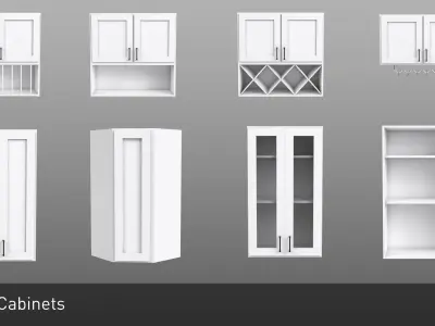 Vray and UE4 Shake Style Cabinets - 16 modular models Low-poly 3D model