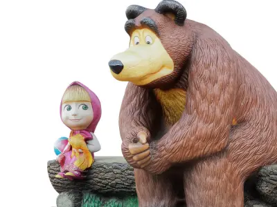 Sculpture Of The Characters Masha And The Bear  3D model