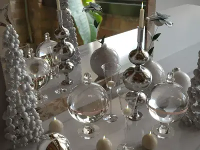 New Year decoration with candles 3D model