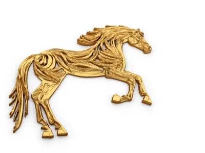 decor set wall panel horse relief mural CNC 09 3D print model