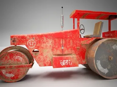 Indian Road Roller Low-poly 3D model