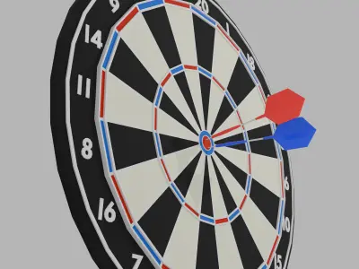 DartBoard and Darts Low-poly 3D model