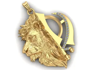 Khanda Lion Pendant 3D print model