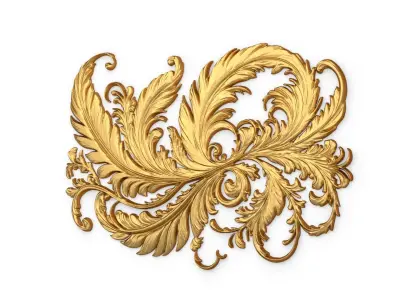 feather decor set wall mural 09 3D model