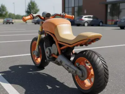 Orange Chopper Cartoon-Style Custom Motorcycle Bold Design Low-poly 3D model