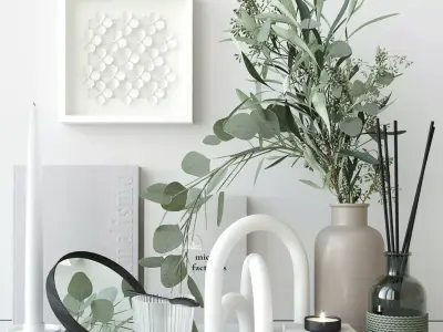 Decorative set with eucalyptus 3D model