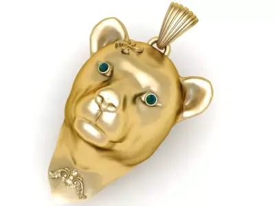Golden Cub Head Pendant 3D Printable Mode 3D print model