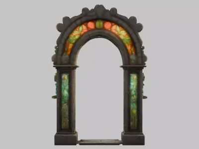 Botanical Stone Arch - Low Poly 3D Model Low-poly 3D model