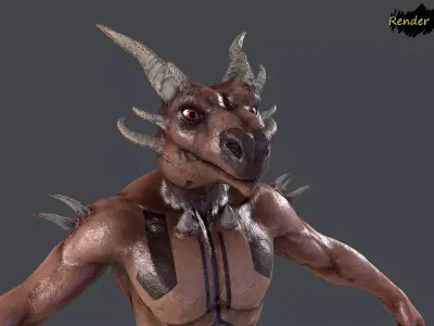 Lizard Mutant Low-poly 3D model