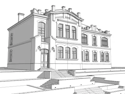 villa art nouveau moderne 3D model