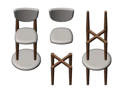 Miniature side chairs and stool mockups 3D print model