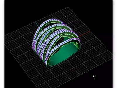crossover pave setting jewelry ring 3D print model