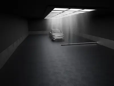 Car studio interior Low-poly 3D model