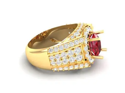Luxury Ruby and Diamond Cocktail Ring for Men 192 3D print model