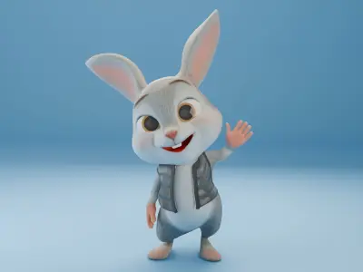 Toon Rabbit Low-poly 3D model