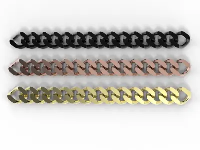 24mm traditional Cuban Link  with endings half links 3D print model