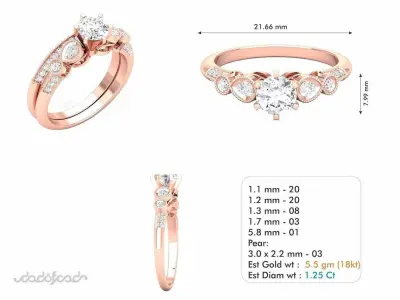 Solitaire ring model 3D print model 16