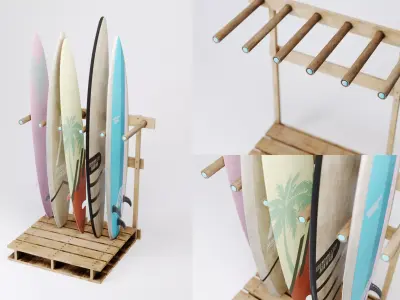 Surfboard Rack 3D model