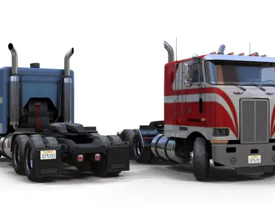 Peterbilt 362 dropdeck trailer Low-poly 3D model