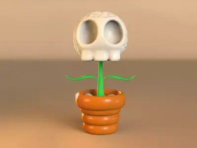 Spooky Halloween Skull Plant 3D print model