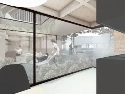 Modern Rammed Earth House  - Straw Roof 3D model