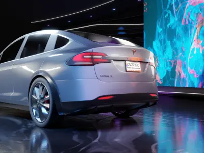 Tesla Model X on stage 3D model