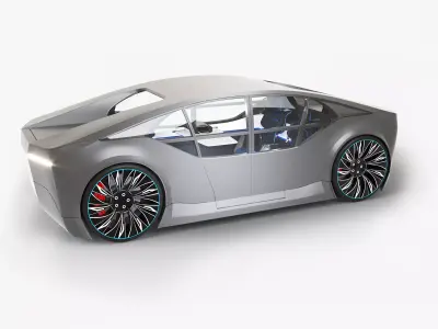 Self-driving concept car with interior and rigged 3D model