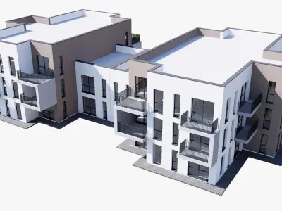 Modern apartment building Low-poly 3D model