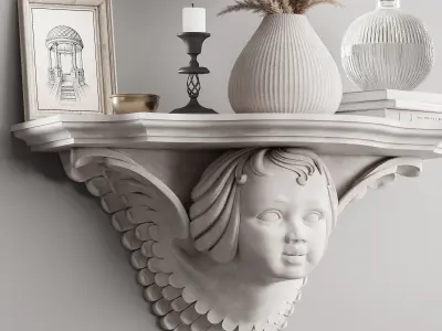 Decorative set shelf with statue of woman 3D model