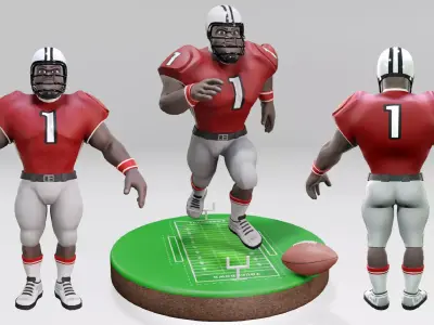 American Football Touchdown Character 06A Low-poly 3D model