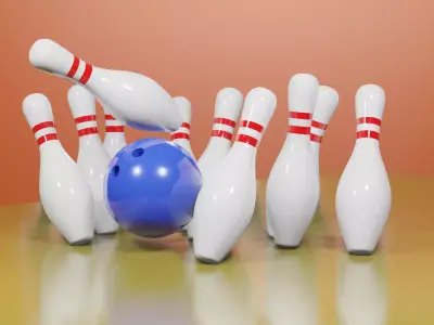 Bowling ball crashing into pins Free low-poly 3D model