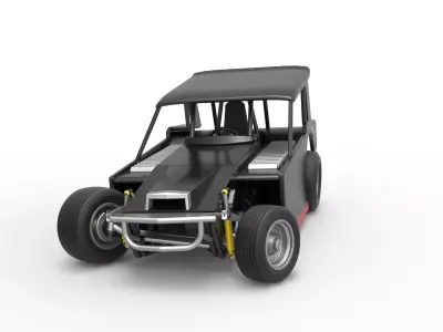 Vintage Dirt Modified stock car V6 while turning Scale 1 to 25 3D print model