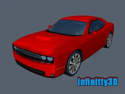 car 3d model orange Low-poly 3D model