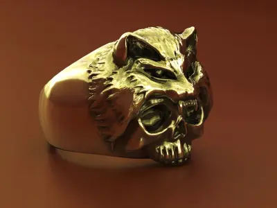 wolf and skull ring for 3d printing 3D print model