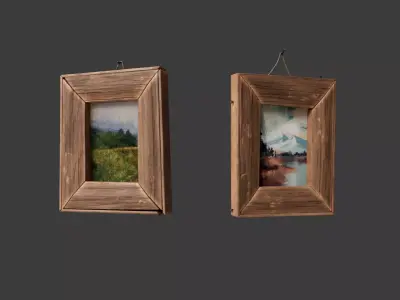 Cartoon photo frames and paintings Low-poly 3D model 3D model