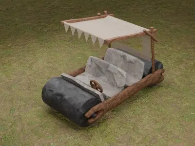 Flintstone Car Cartoon Stone Age Vehicle 3D model