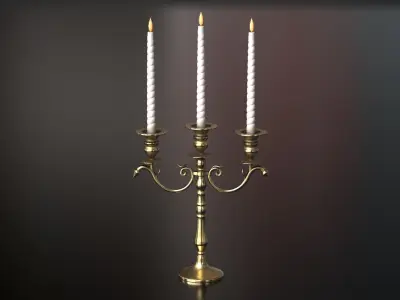 Candle Holder with Candles Low-poly 3D model