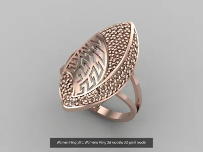 17 Model-  3D Model Women Long Ring Stone Womens STL printable 3D Model Pack