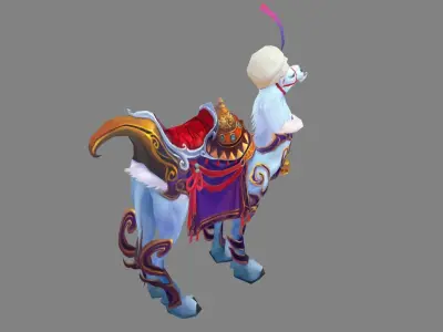Cartoon white camel mount Low-poly 3D model
