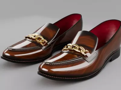 Luxury Leather Chain Loafer Shoe 3D Model 3D model