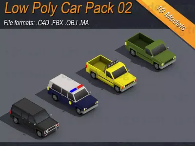 Low Poly Truck Pack 02 Isometric Low-poly 3D model