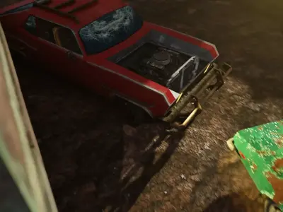 Shanty car race scene for Blender Low-poly 3D model