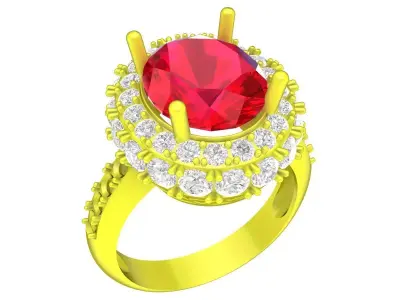 7392 luxury diamond oval halo fashion women ring 3D print model