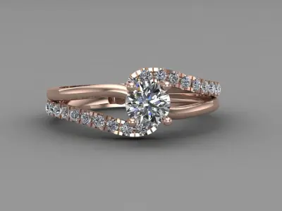 Rose Gold Women Diamond Ring 3D print model 3D print model buy