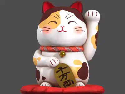 Lucky Cat Low-poly 3D model