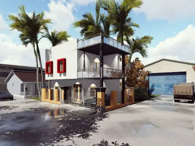 Duplex Villa Residential House-3D model 3D model